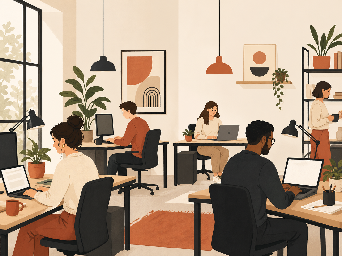 Illustration showing managed IT, security, cloud, and automation services for small business